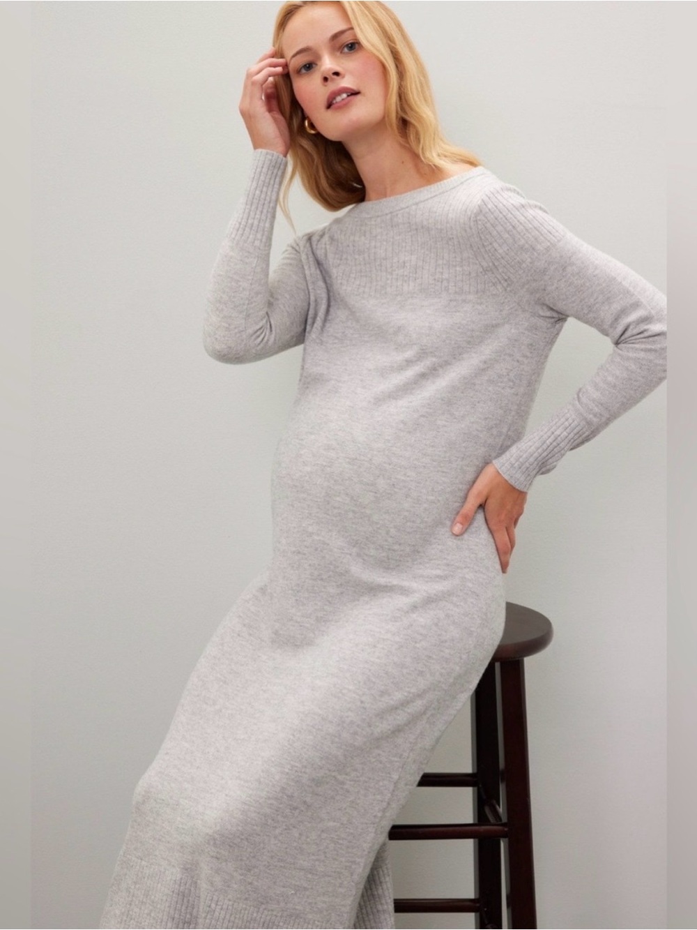 HATCH Collection Estelle Knit Maternity Sweater Dress 100% Wool